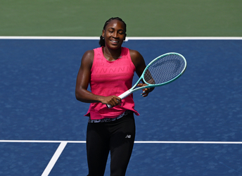Coco Gauff is seen on the practice court at the USTA