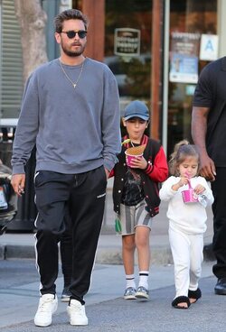 Scott Disick and his children Mason and Penelope hit a Calabasas frozen yogurt shop for a refreshing treat