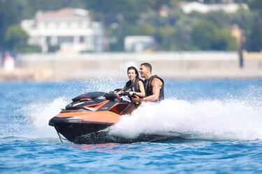 Kourtney Kardashian and boyfriend Younes Bendjima on their boat in the Bay of Cannes