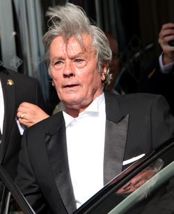 Alain Delon leaves his hotel in Cannes