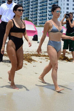Kourtney Kardashian seen out and about at the beach wearing a bikini on June 11 2017 in Miami Florida.