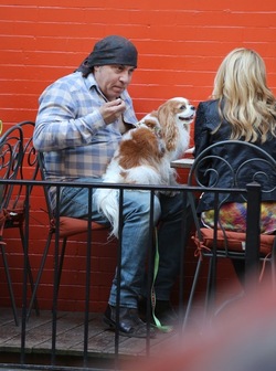 Steven Van Zandt has lunch in the West Village With his Dog