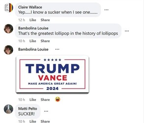 HILARIOUS IMAGES show a lollipop that has been sucked into the shape of Donald Trump.