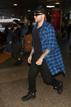 Adam Lambert Casual At LAX Before Summer Tour
