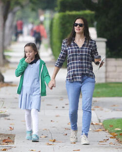 Jennifer Garner super cute in plaid during morning outing with the girls