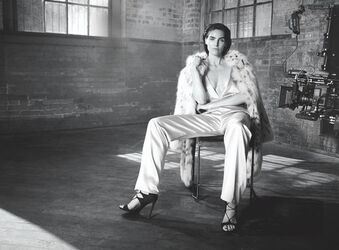 US model Hilary Rodha stars in Dennis Basso fall winter 2017 campaign