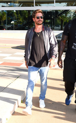 Scott Disick Bella Thorne are seen arriving at Nice airport