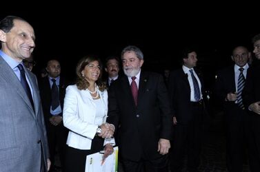 Roma 11th November 2008 Italy Brazil Business Forum. In the picture Luiz Inacio Lula da Silva President of the Republic of Brazil Emma Marcegaglia President Confindustria photo by&copy;RenatoFranceschin
