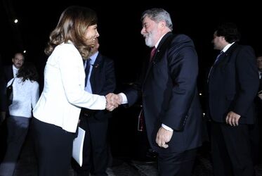 Roma 11th November 2008 Italy Brazil Business Forum. In the picture Luiz Inacio Lula da Silva President of the Republic of Brazil Emma Marcegaglia President Confindustria photo by&copy;RenatoFranceschin