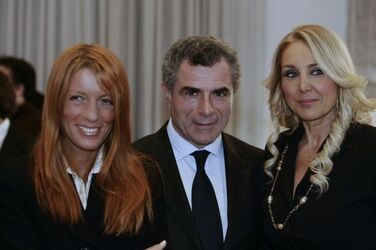 Rome 18th November 2008 Meeting trasporto animali sui treni In the picture Mauro Moretti Administrator Ferrovie dello Stato and Michela Vittoria Brambilla Sottosegretario al Turismo and Francesca Martini Sottosegretario alla Salute Photo by &copy;Alessandro Me