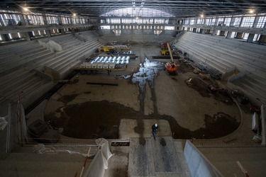 Ambri cantiere nuova pista di ghiaccio Gottardo Arena 