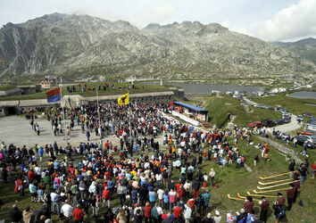 Passo del San Gottardo Santa Messa per la Festa Nazionale primo di agosto