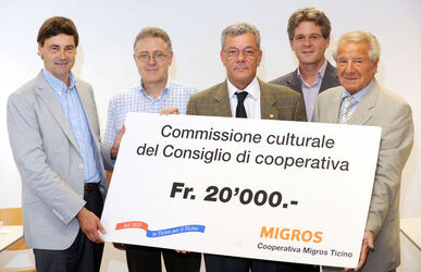 St.Antonino consegna dei contributi assegnati dalla Commissione culturale del Consiglio di cooperativa Migros Ticino